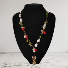 Colier perle, sidef placat, sticla Murano colorata