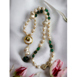 Colier perle naturale, diopside si Murano