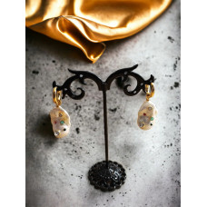 Cercei perle baroc cu aplicatii zirconiu - unicat