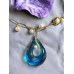 Colier perle naturale aurite si pandantiv Murano lacrima - unicat